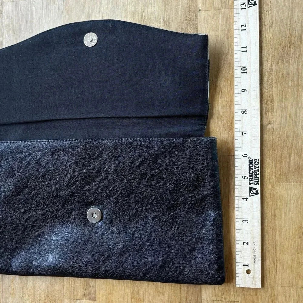 Western Faux Leather Rustic Ruffle Classy Statement Envelope Clutch Bag Purse - Picture 11 of 11